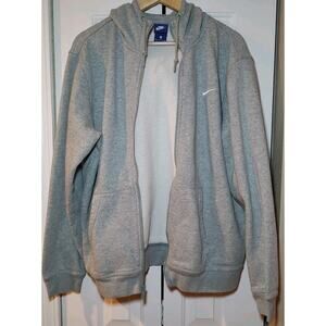 Vintage NIKE Hoodie Adult Full Zip Gray Hooded Sweatshirt Mens Blue Tag - XL